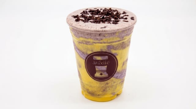 Banana Taro Purple Rice Smoothie with Crème Brûlée.