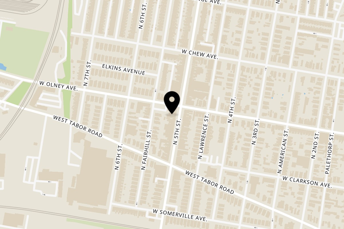 Map showing the location of Mixiie on 5544 N 5th St in Philadelphia
